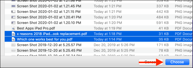 Click on the Choose button to upload PDFs to smallpdf