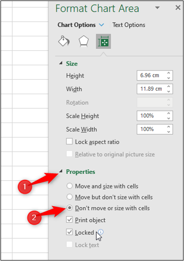 Prevent chart from moving with cells