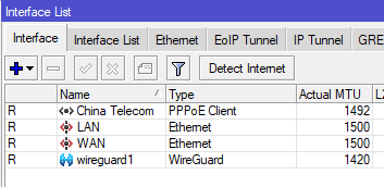 请暂时忽略China Telecom和wireguard1