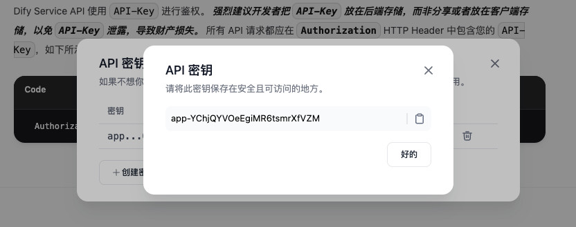 获取当前应用的 API Key