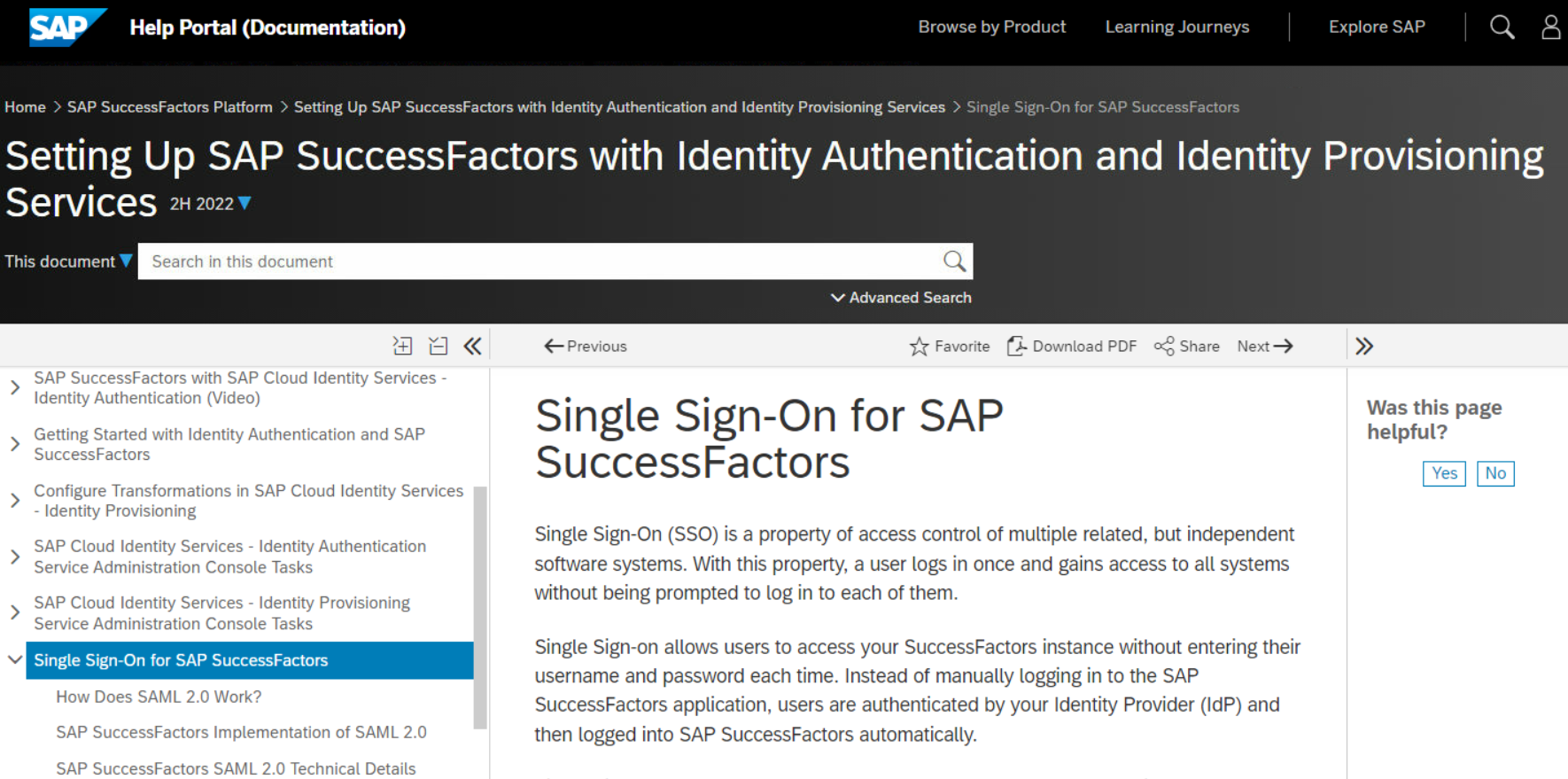 SAP Success Factor Single Sign On(单点集成) 的文档清单