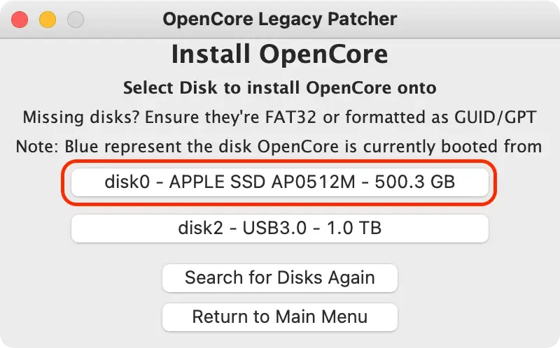 Select Disk