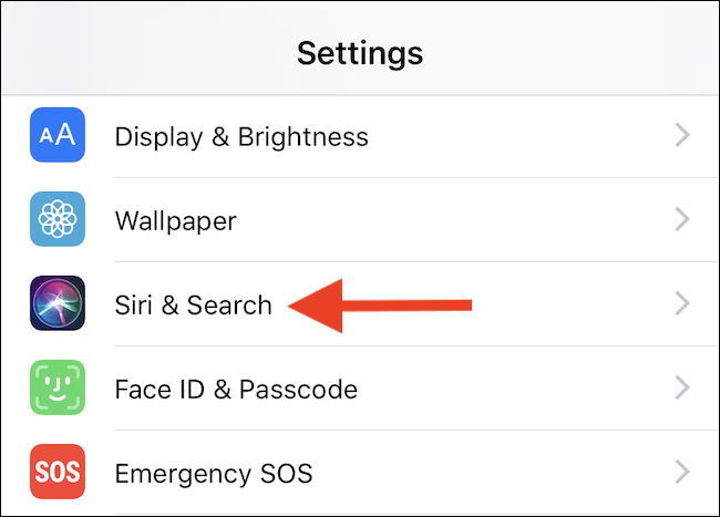 Tap Siri and Search