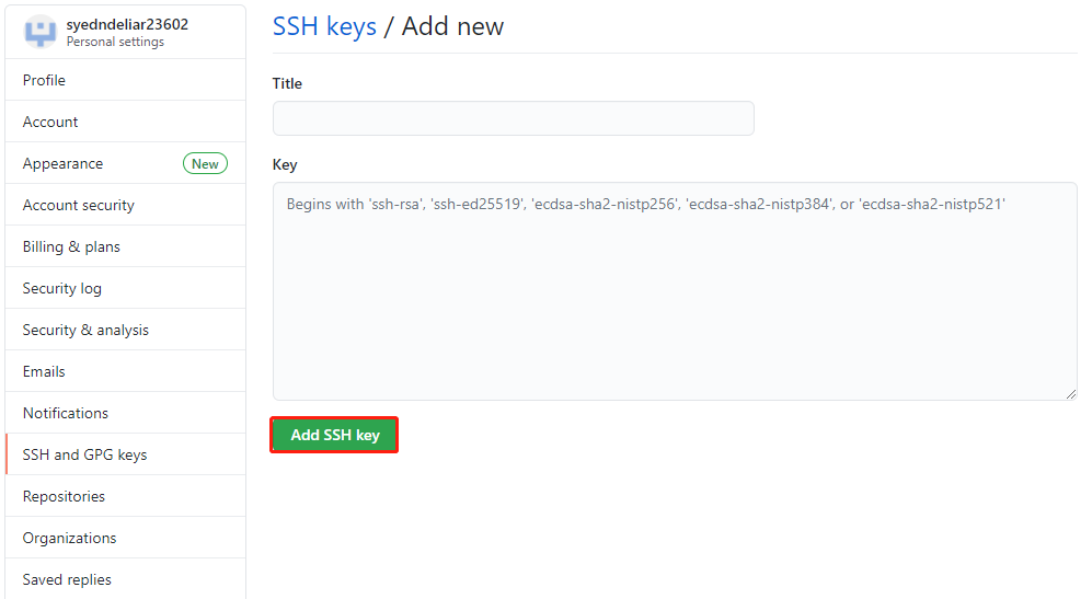 添加SSH Key内容