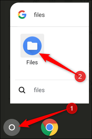 Tap the Search button, then type Files to find the Files app