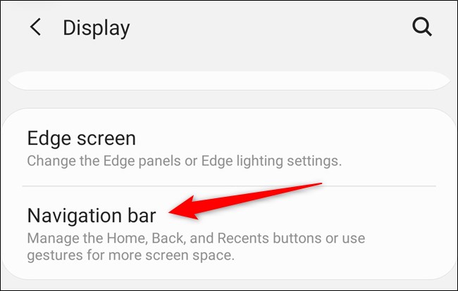 Samsung Galaxy S20 Select the "Navigation Bar" button