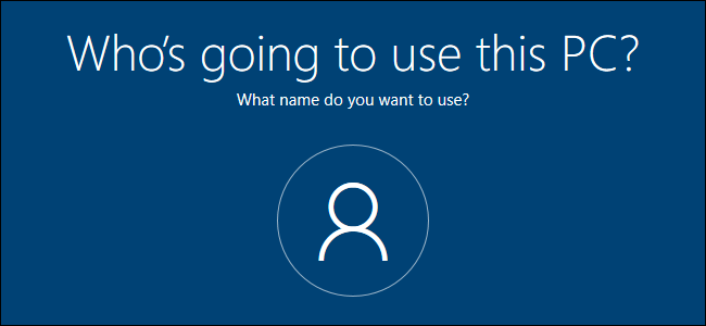 Local account creation screen in Windows 10 Setup.