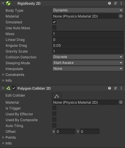 Rigidbody and Collider settings