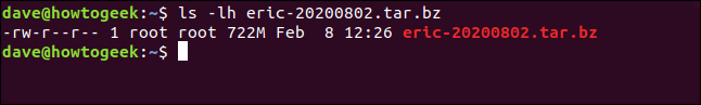 sudo tar cfjv eric-20200820.tar.bz /home/eric  in a terminal window