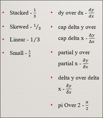 Different Fraction Styles