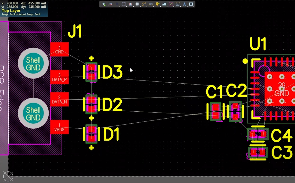 CP2102 USB 转 UART PCB 布局