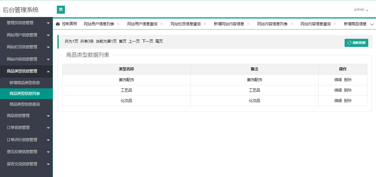 管理员-商品类型管理