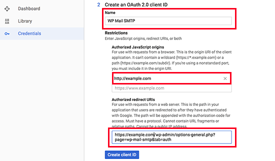 API Credentials step 2