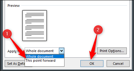 Click "This Point Forward," and then click "OK".