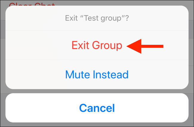 Tap "Exit Group" again in the popup.