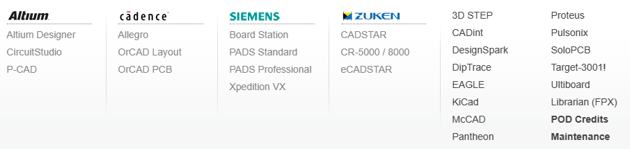 支持的ECAD软件