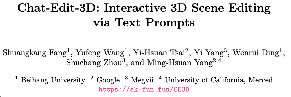 ECCV`24 | 编辑能力无上限！北航&谷歌&旷视等开源Chat-Edit-3D: 3D 场景编辑新范式！