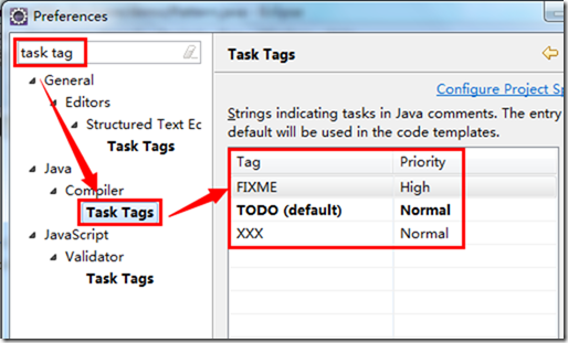 eclipse task tag