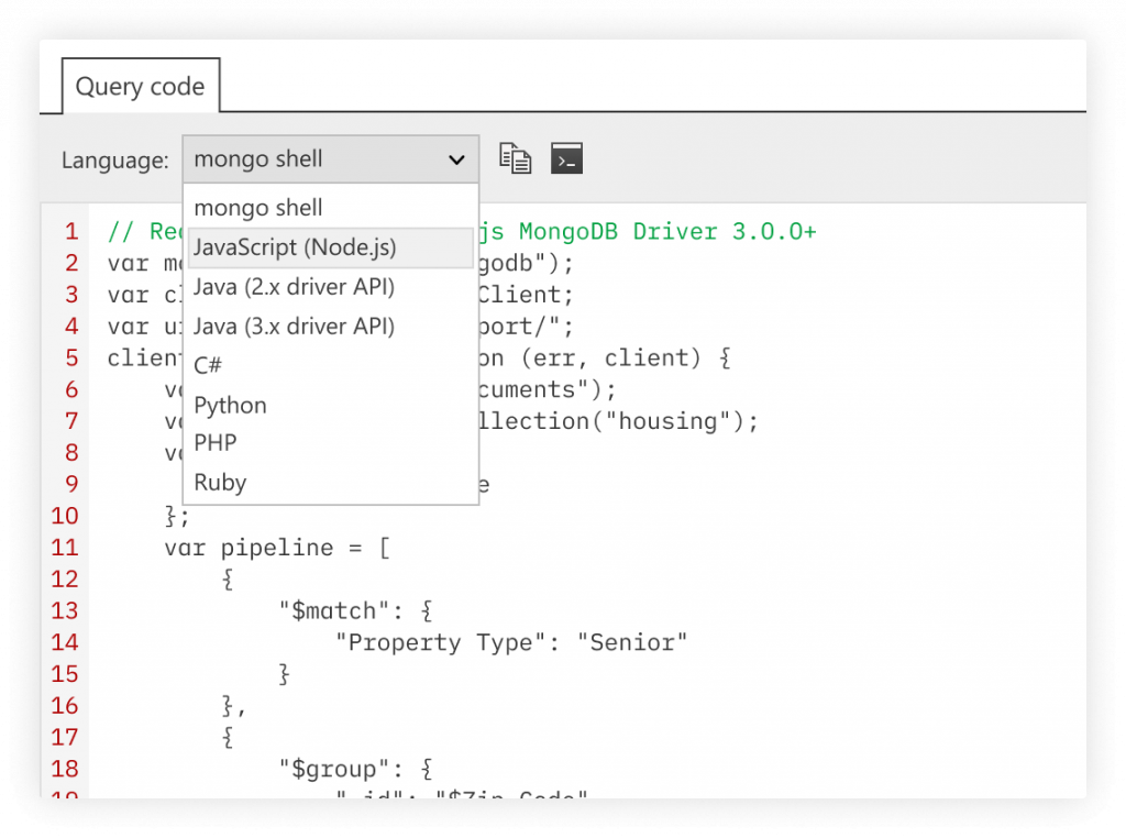 Query Code - MongoDB query code generation