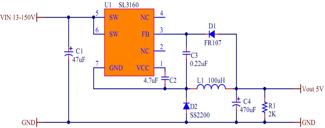 DC-DC15-150V降压5V0.8A  替代PN6005、PN6006电源驱IC