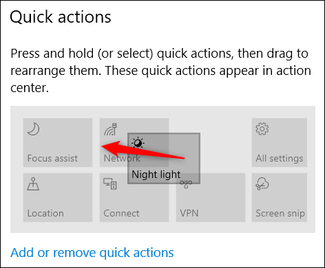 drag to rearrange quick actions