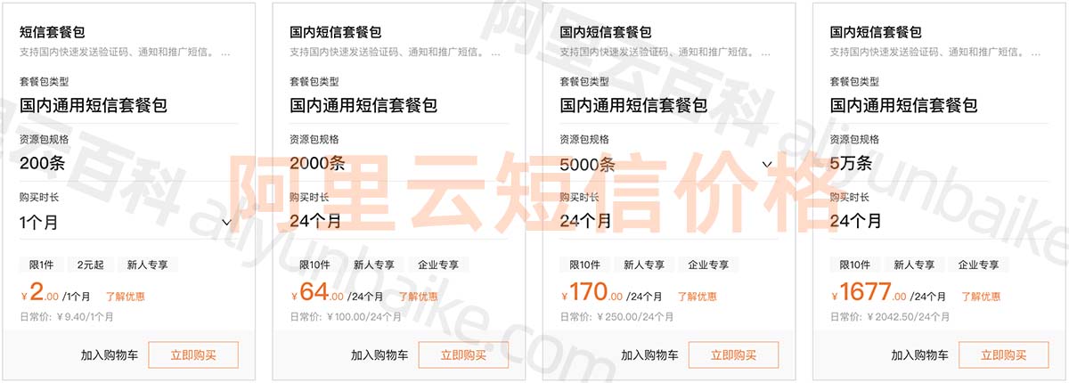 阿里云短信平台收费价格表，短信服务优惠0.032元一条