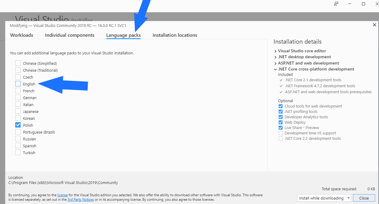 Change language. Visual Studio installer 2019. Change language Visual Studio 2019. How to change language Visual Studio. Изменение Visual Studio community 2019.