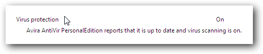 Windows 7 Avira Action Center Message