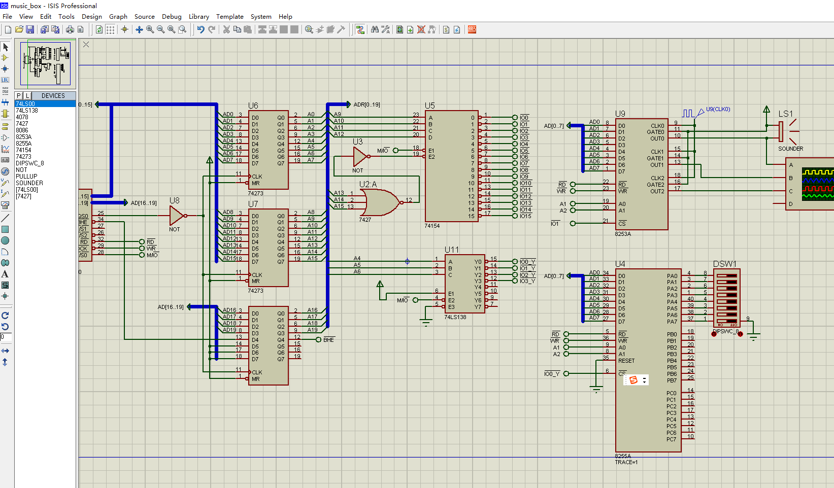 【电路方案】基于8086三首音乐盒控制系统设计/8086汽