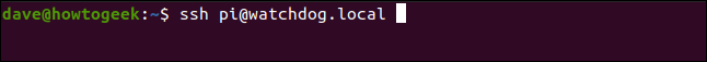 ssh pi@watchdog.local in a terminal window.