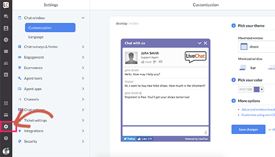 Customize chat window Customize chat window