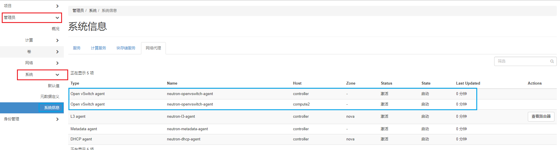 Openstack系统信息