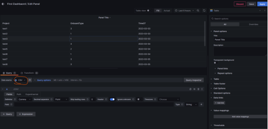 Grafana 如何使用本地CSV文件作为数据源