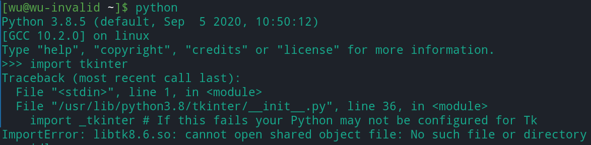 Linux系统自带的IDLE打不开，tkinter也无法导入
