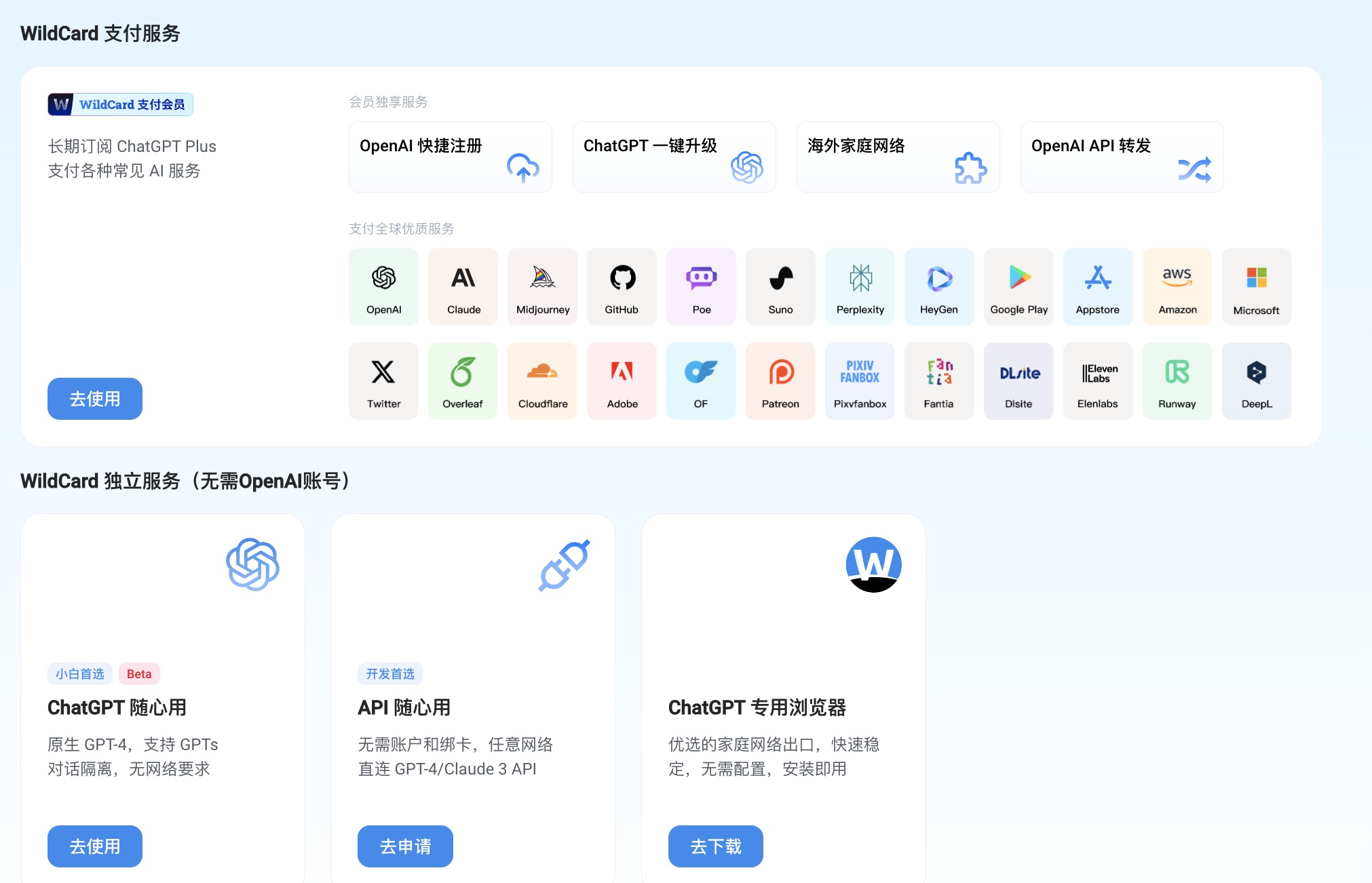 使用wildcard开通chatgpt4