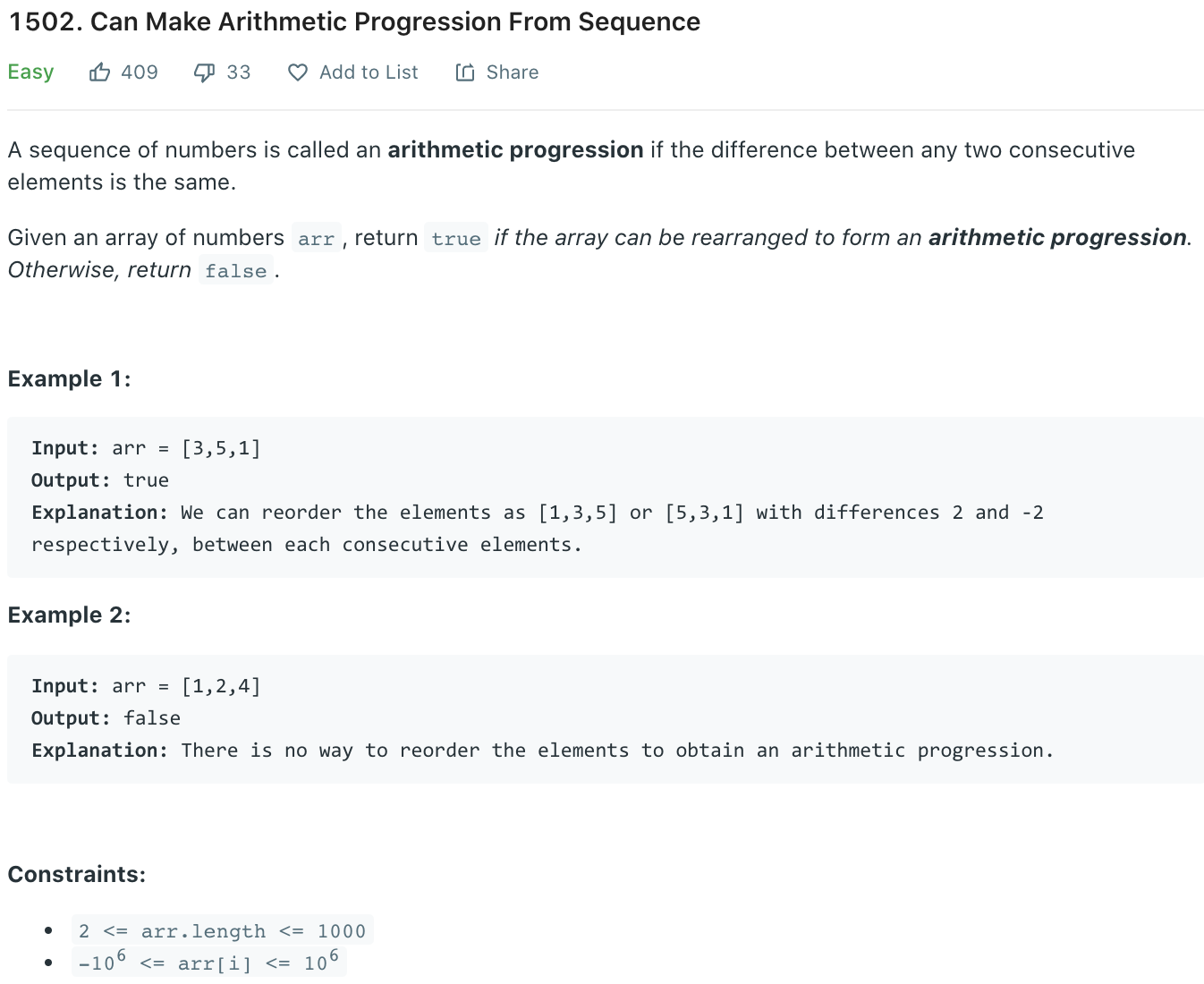 Can Make Arithmetic Progression From Sequence