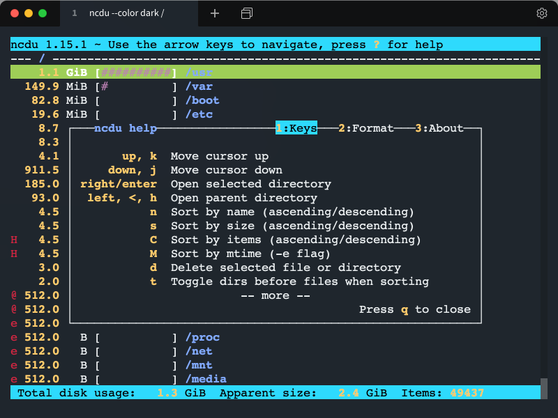 ncdu-help