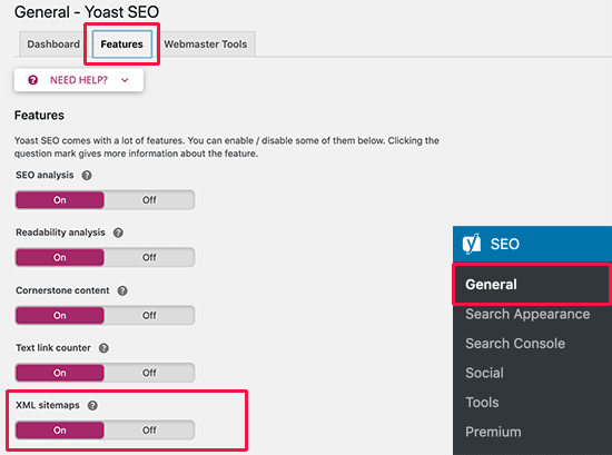 XML Sitemap option in Yoast SEO