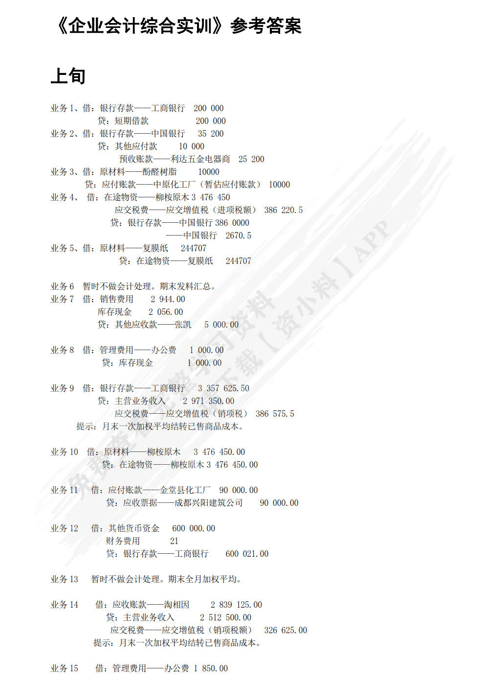 企业会计综合实训（第二版）