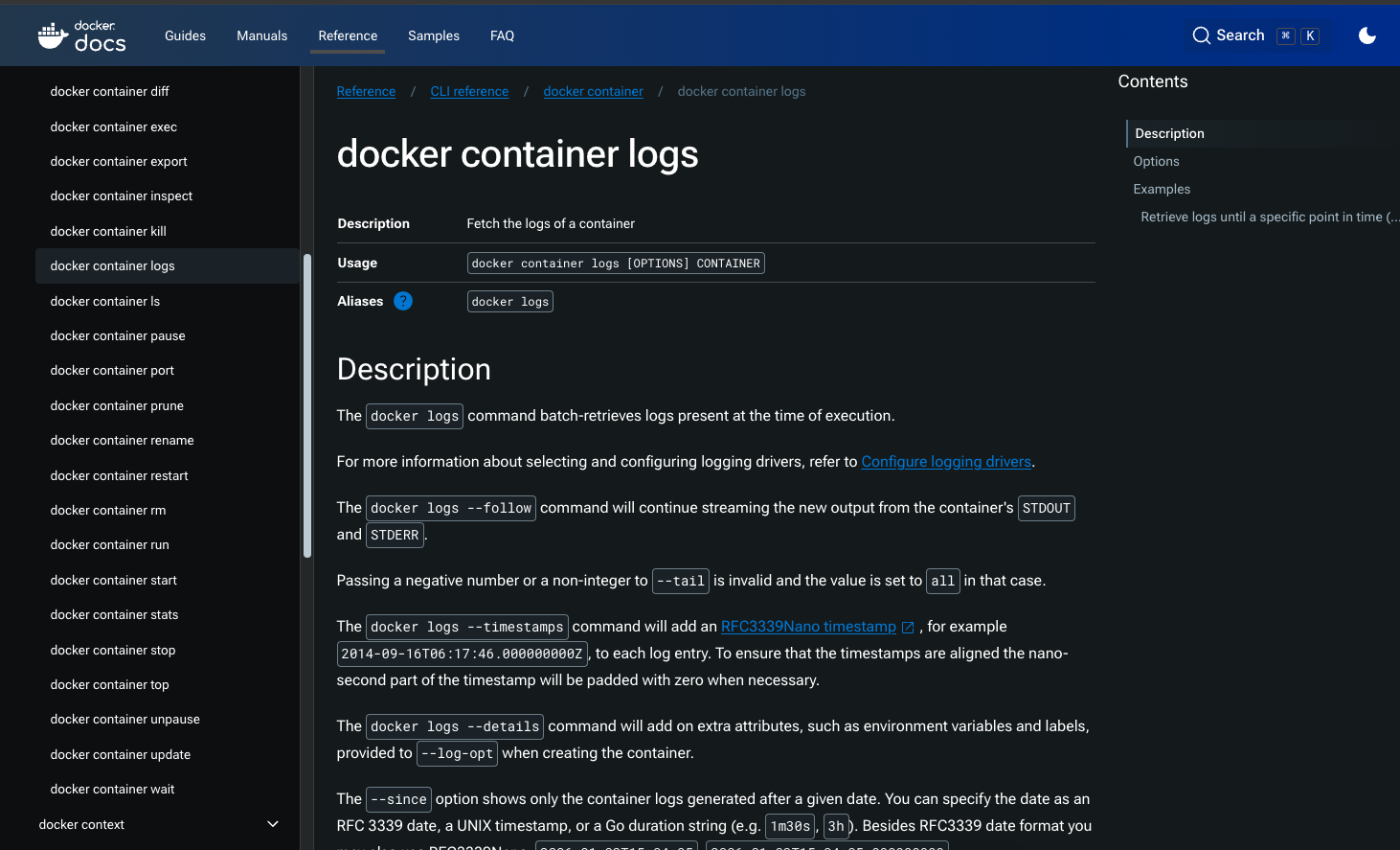 docker logs 查找日志常用命令