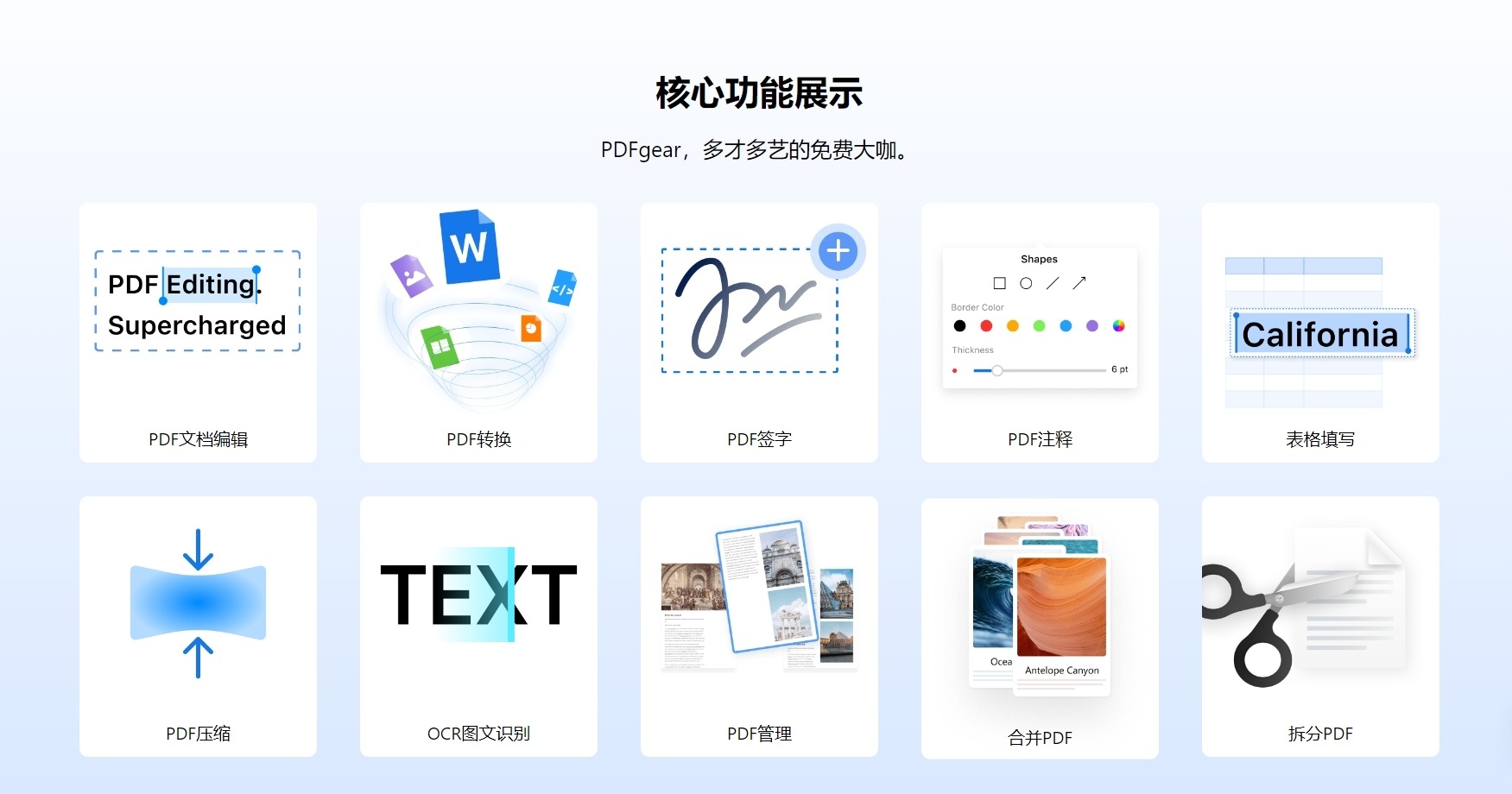 PDFgear 核心功能展示
