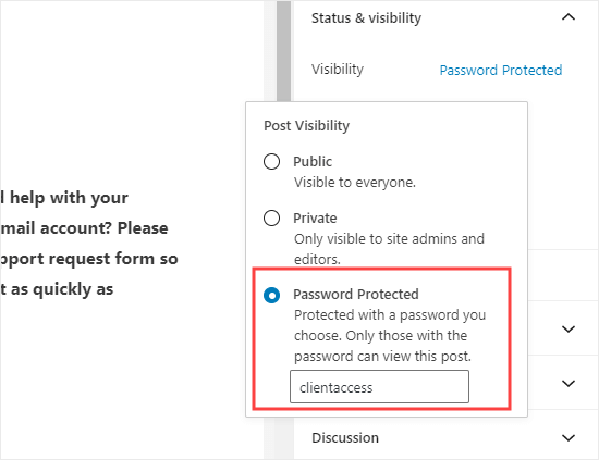 Password protecting the page with the form on in WordPress Password protecting the page with the form on in WordPress