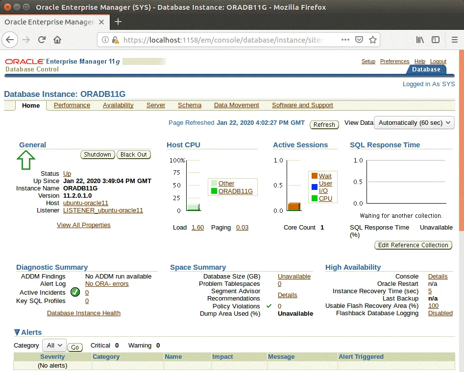 How to install Oracle on Ubuntu - Oracle Enterprise Manager is running