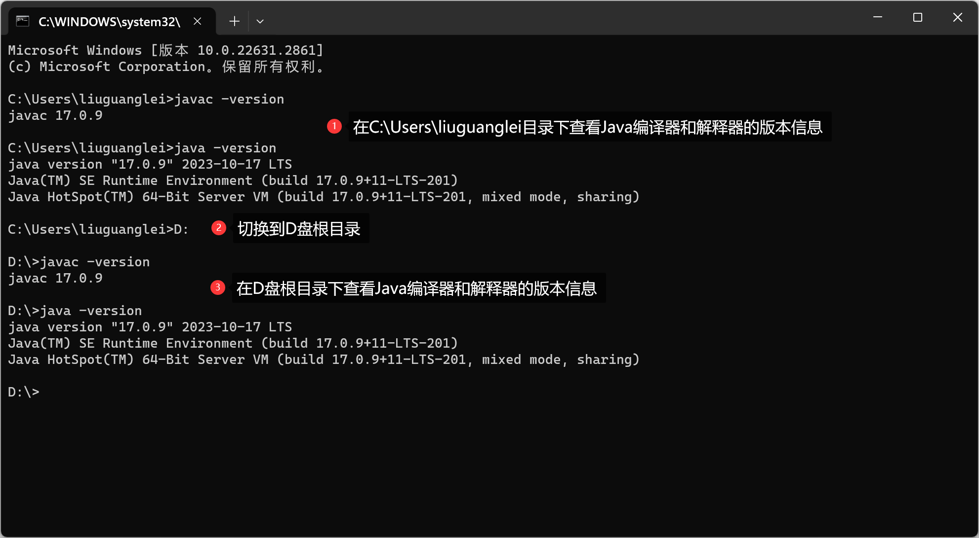 验证Java17的Path环境变量配置是否成功