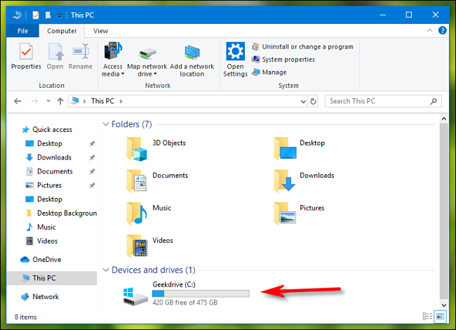 See free disk space on drive C