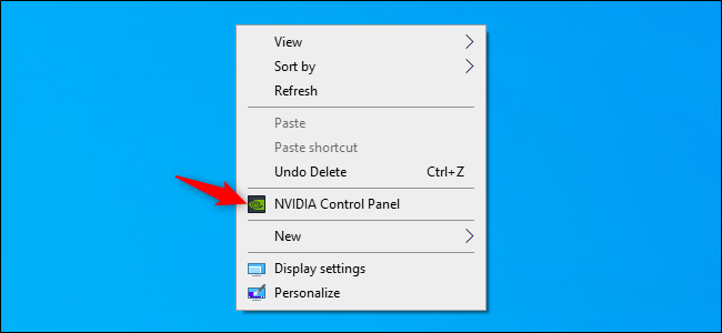 Launching the NVIDIA Control Panel from the Windows desktop