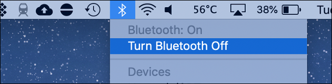 The "Turn Bluetooth Off" option.