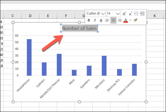 Double-click the chart title text box in an Excel bar chart to change the title text