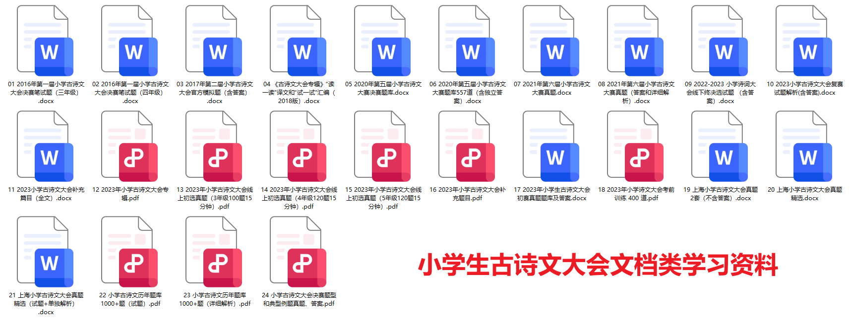 备考2024年小学生古诗文大会历年真题15题练习和独家解析