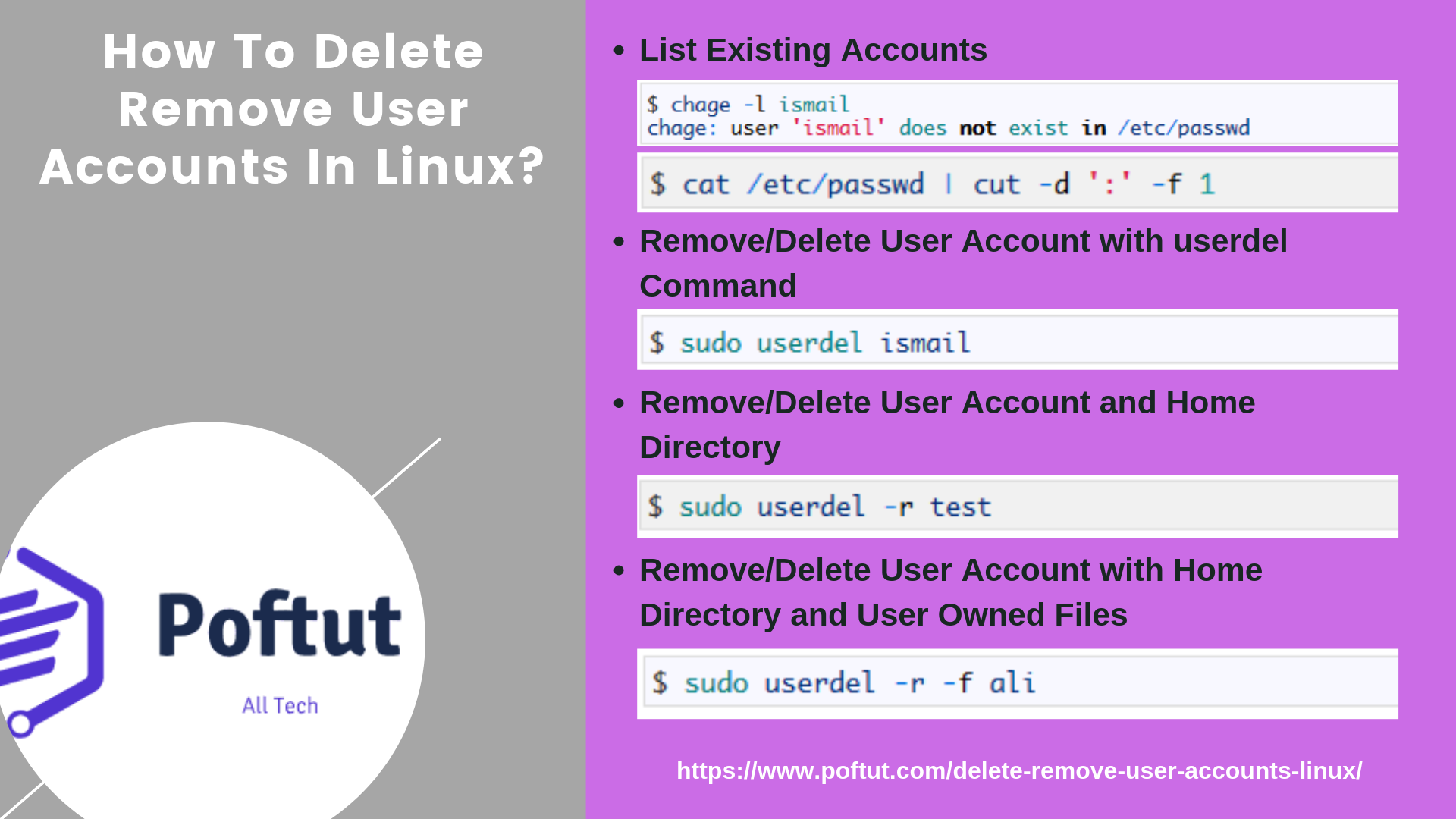 How To Delete Remove User Accounts In Linux? Infografic